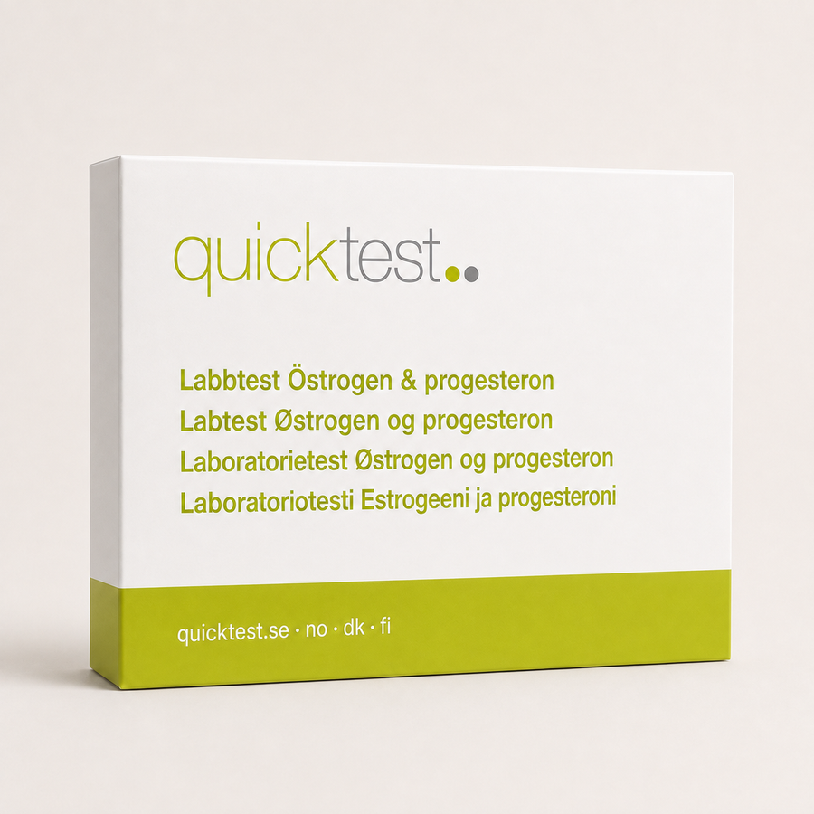 Østrogen- og progesterontest - Quicktest laboratorietest, emballasje