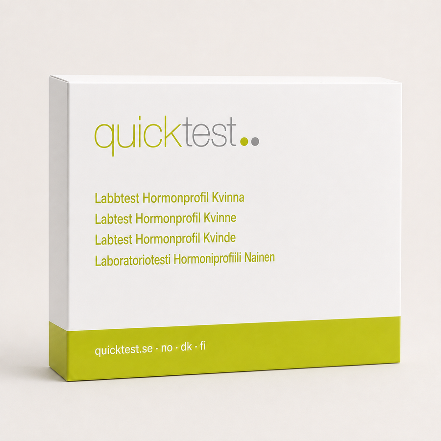 Hormontest for kvinner - komplett hormonprofil - Quicktest laboratorietest, emballasje