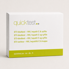 Stor kjønnssykdomstest - HIV, hepatitt C & syfilis - labprofil - Quicktest laboratorietest, emballasje