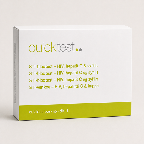 Stor kjønnssykdomstest - HIV, hepatitt C & syfilis - labprofil - Quicktest laboratorietest, emballasje