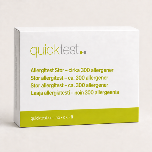 Quicktest Allergitest Stor – ALEX3 laboratorietest for omtrent 300 allergener hjemme