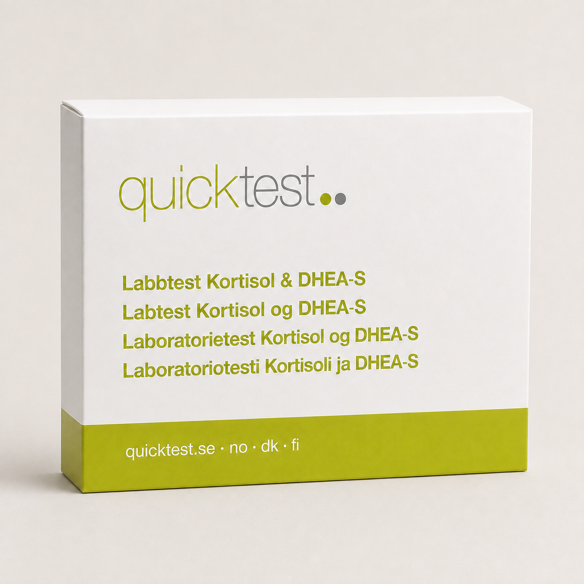 Binyretest - kortisol & DHEA-S - Quicktest laboratorietest, emballasje